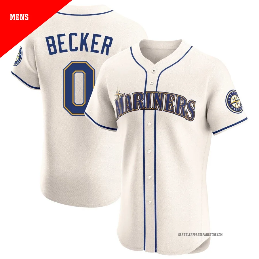 Men's Seattle Mariners ＃0 Nick Becker Cream Elite Alternate Jersey