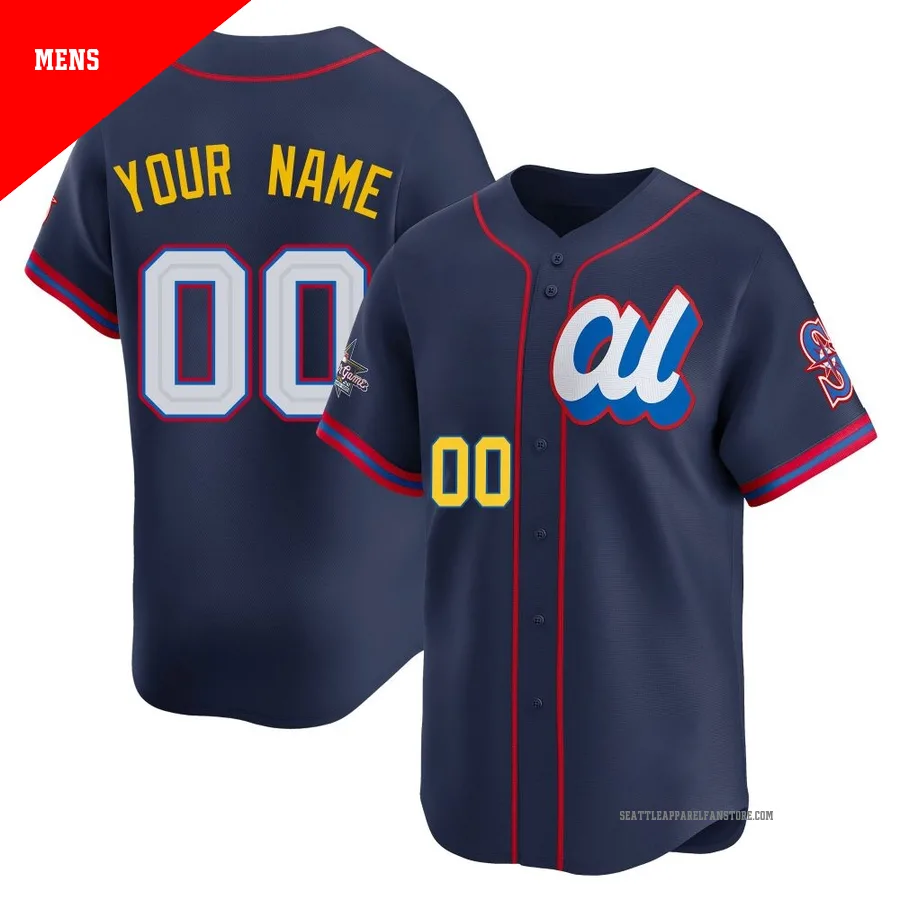 Men's Seattle Mariners ＃00 Custom Navy Limited American League 2025 All-Star Edition Jersey