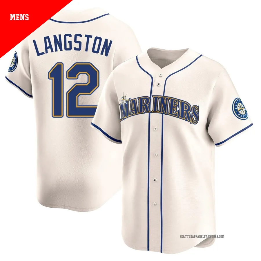 Men's Seattle Mariners ＃12 Mark Langston Cream Limited Alternate Jersey