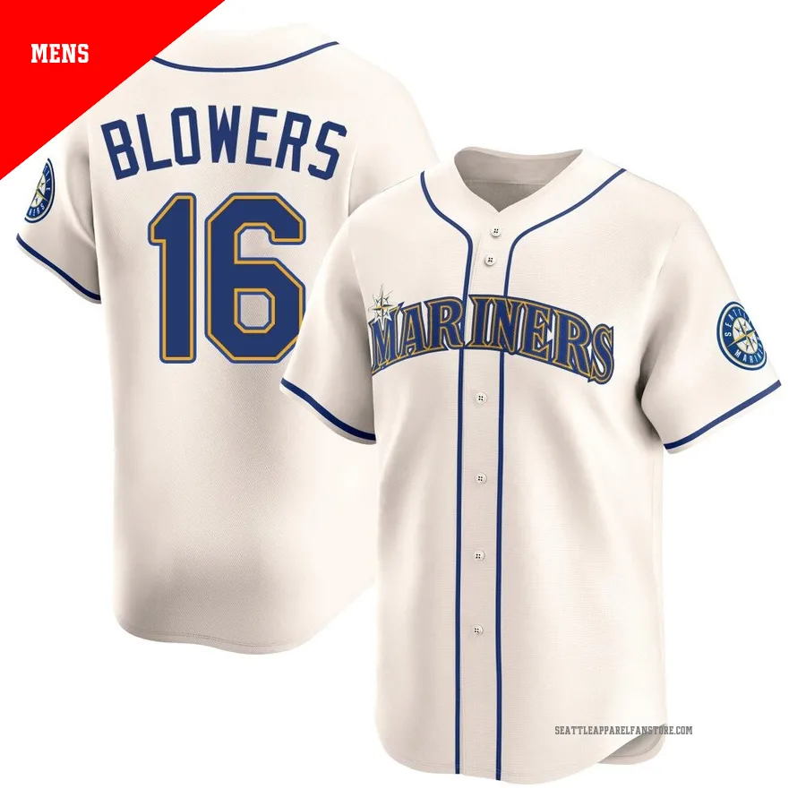 Men's Seattle Mariners ＃16 Mike Blowers Cream Limited Alternate Jersey