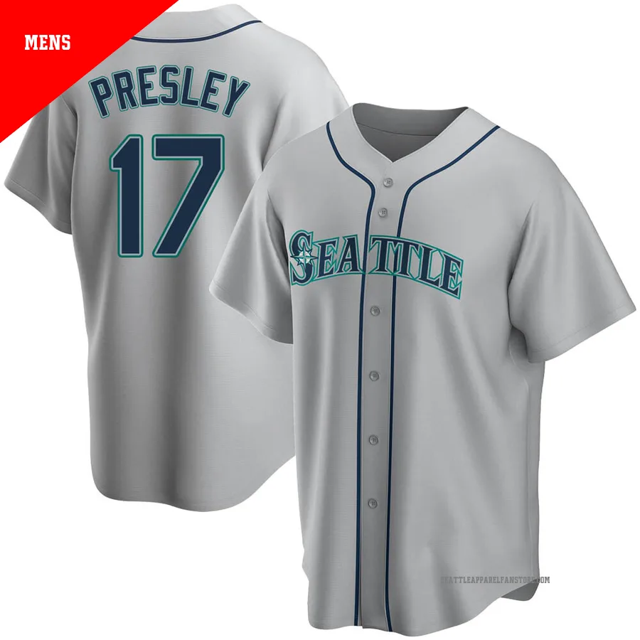 Men's Seattle Mariners ＃17 Jim Presley Gray Replica Road Jersey