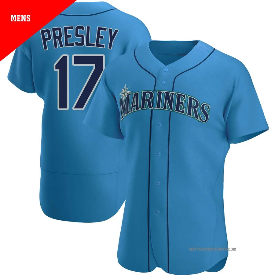 Men's Seattle Mariners ＃17 Jim Presley Royal Authentic Alternate Jersey