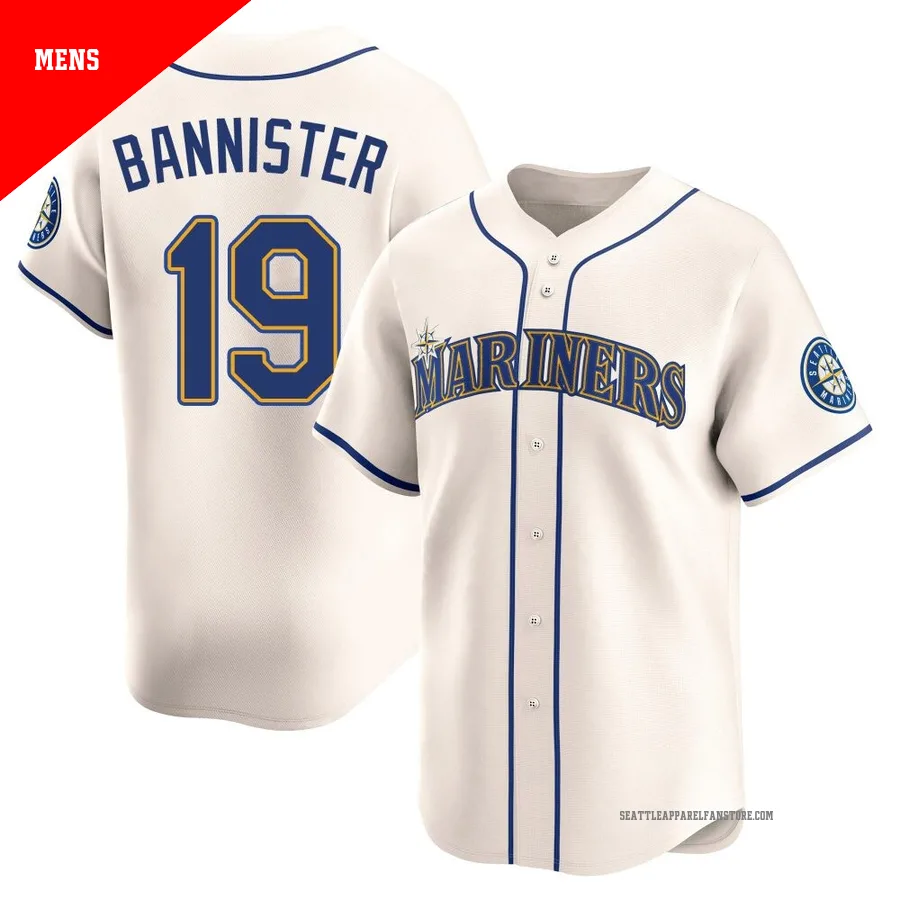 Men's Seattle Mariners ＃19 Floyd Bannister Cream Limited Alternate Jersey
