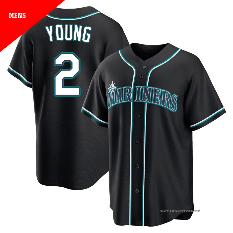 Men's Seattle Mariners ＃2 Cole Young Black Replica Fashion Out Jersey