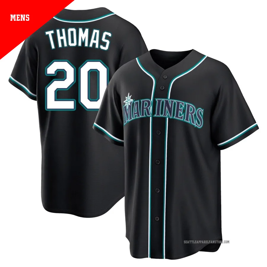 Men's Seattle Mariners ＃20 Gorman Thomas Black Replica Fashion Out Jersey