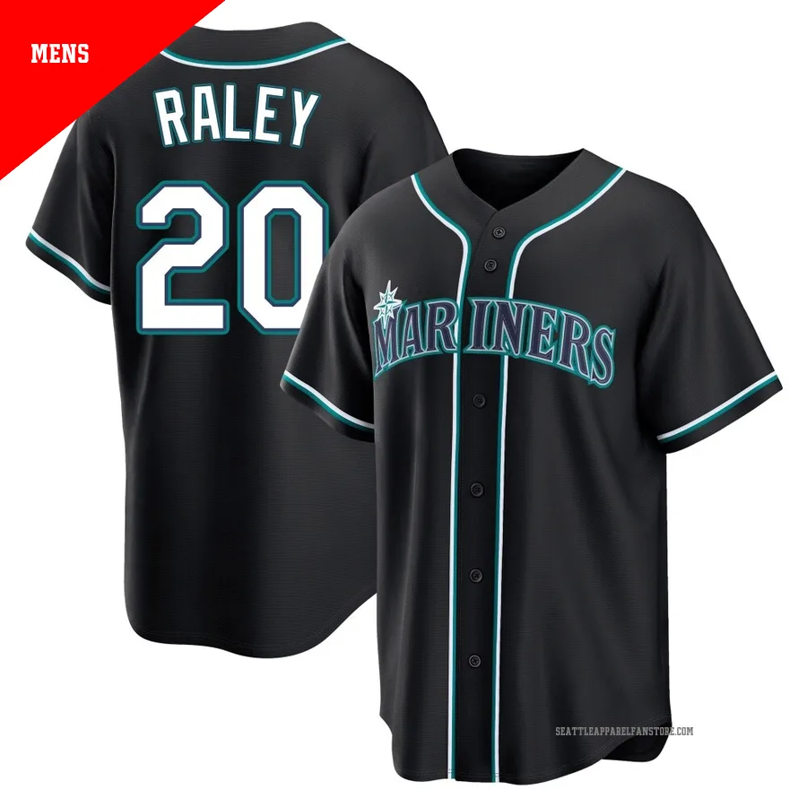 Men's Seattle Mariners ＃20 Luke Raley Black Replica Fashion Out Jersey