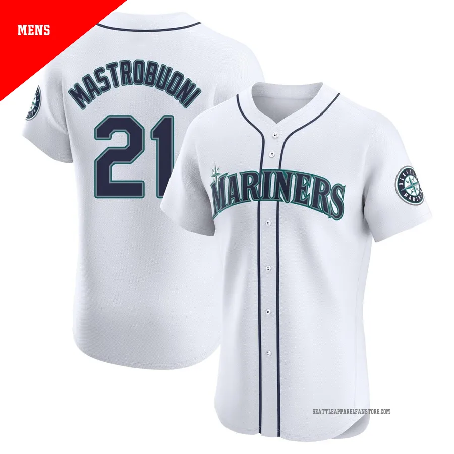 Men's Seattle Mariners ＃21 Miles Mastrobuoni White Elite Home Jersey