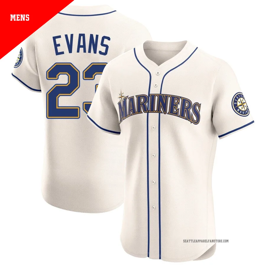 Men's Seattle Mariners ＃23 Logan Evans Cream Elite Alternate Jersey