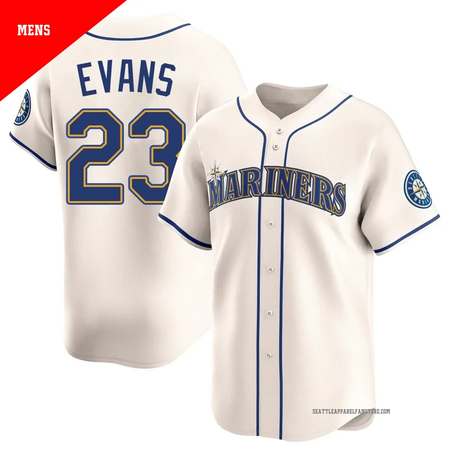 Men's Seattle Mariners ＃23 Logan Evans Cream Limited Alternate Jersey