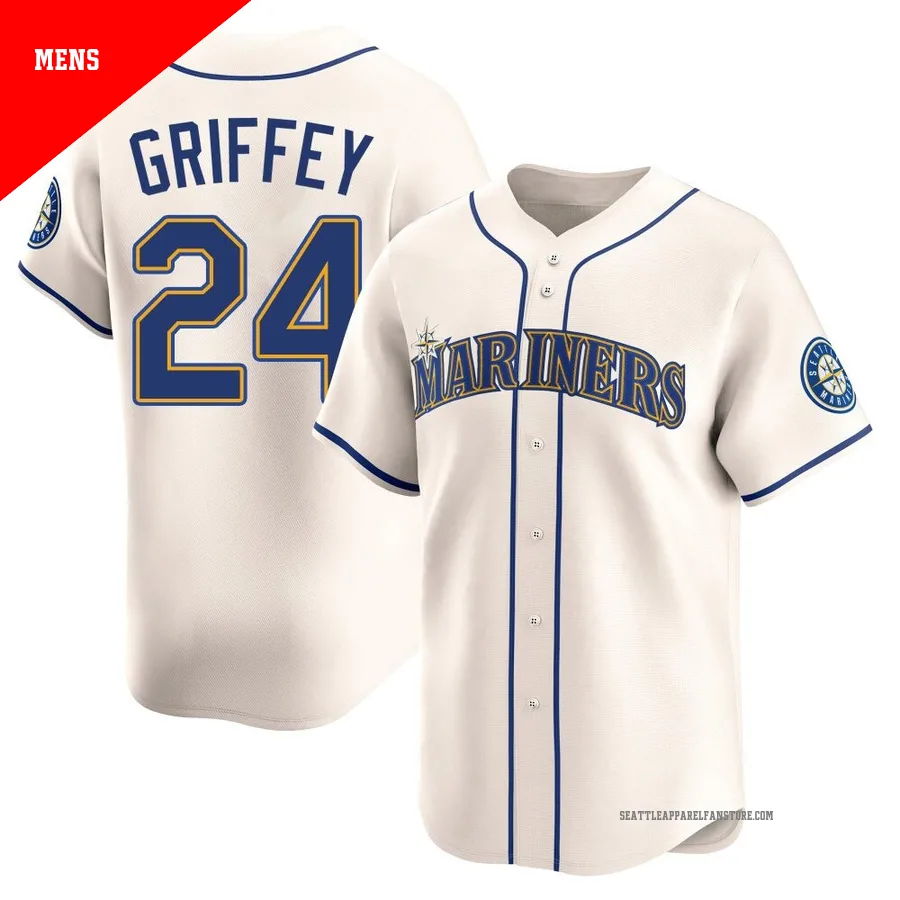 Men's Seattle Mariners ＃24 Ken Griffey Cream Limited Alternate Jersey