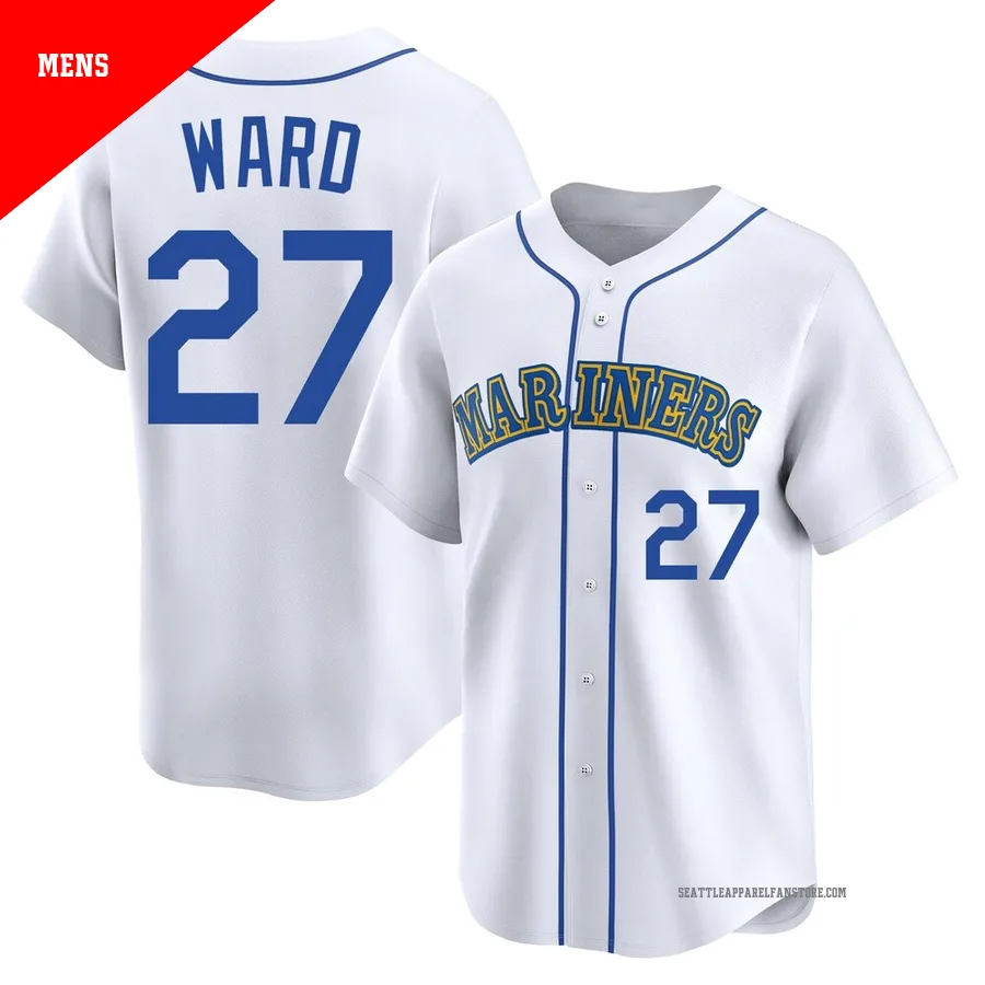 Men's Seattle Mariners ＃27 Taylor Ward White Limited Throwback Cooperstown Collection Jersey