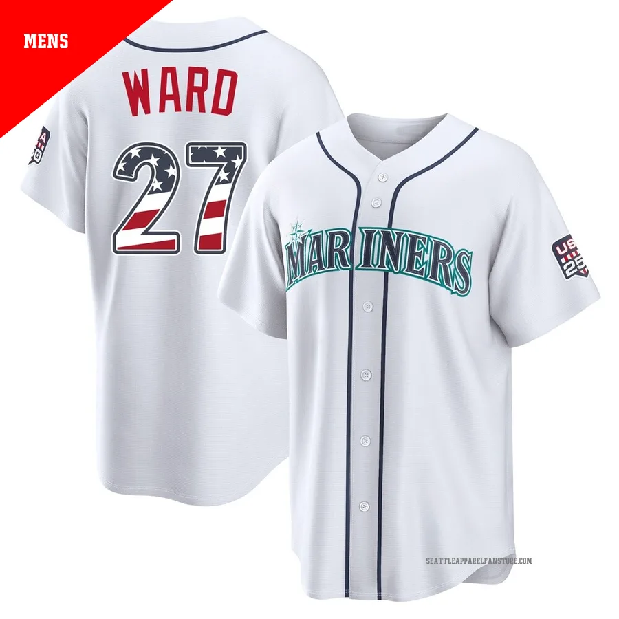 Men's Seattle Mariners ＃27 Taylor Ward White Limited USA 250 Fourth Of July Home Stadium Jersey