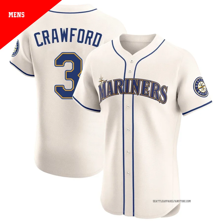 Men's Seattle Mariners ＃3 J.P. Crawford Cream Elite Alternate Jersey