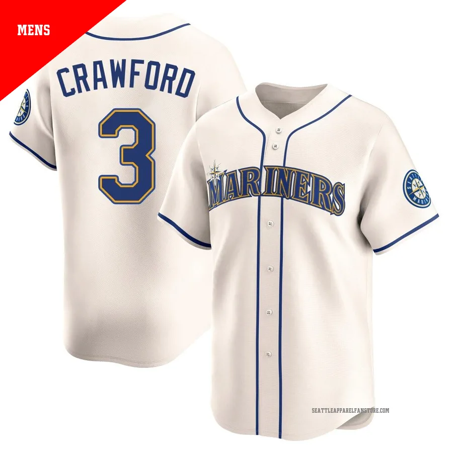 Men's Seattle Mariners ＃3 J.P. Crawford Cream Limited Alternate Jersey