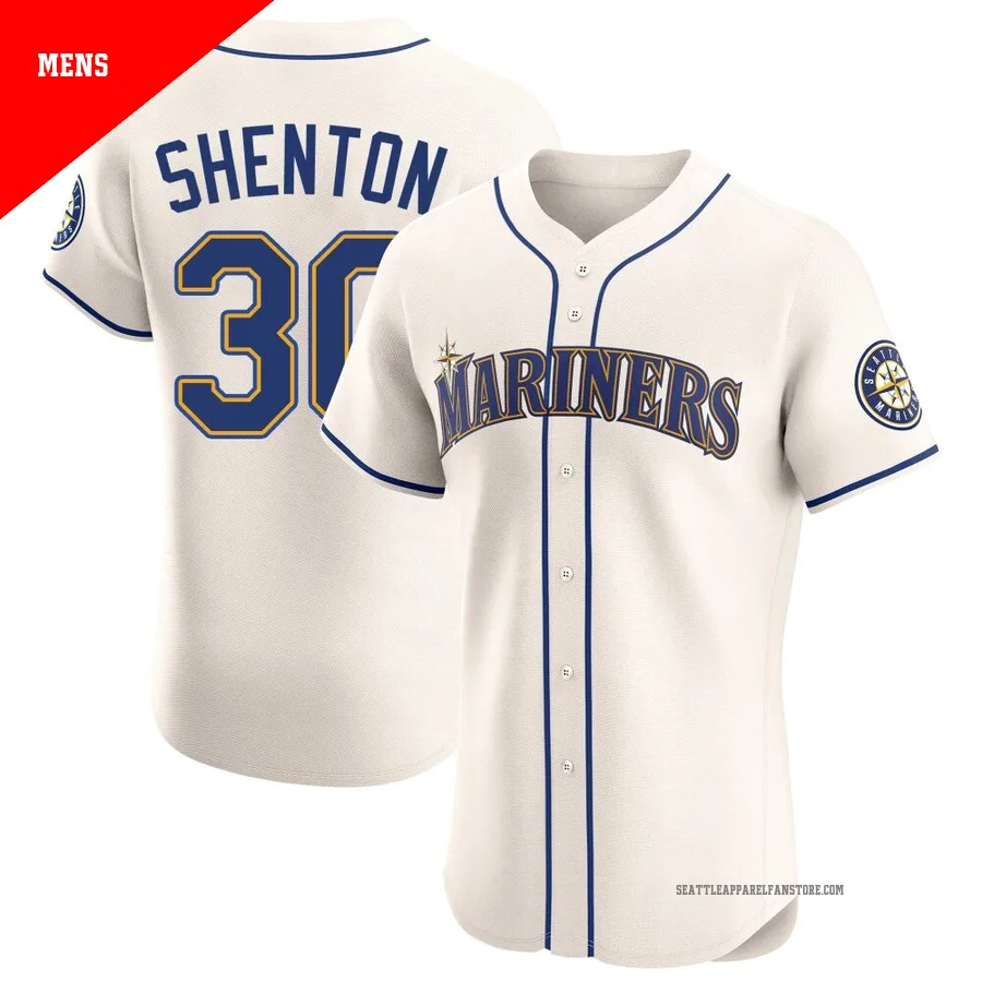 Men's Seattle Mariners ＃30 Austin Shenton Cream Elite Alternate Jersey