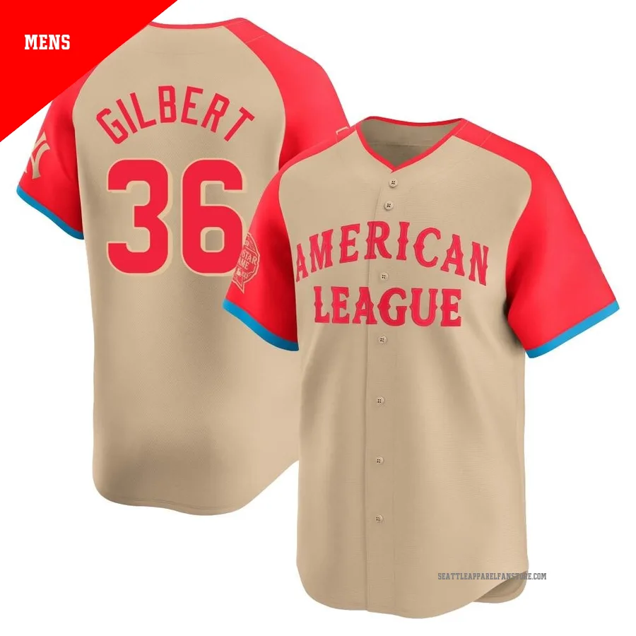 Men's Seattle Mariners ＃36 Logan Gilbert Cream Limited American League 2024 All-Star Game Jersey