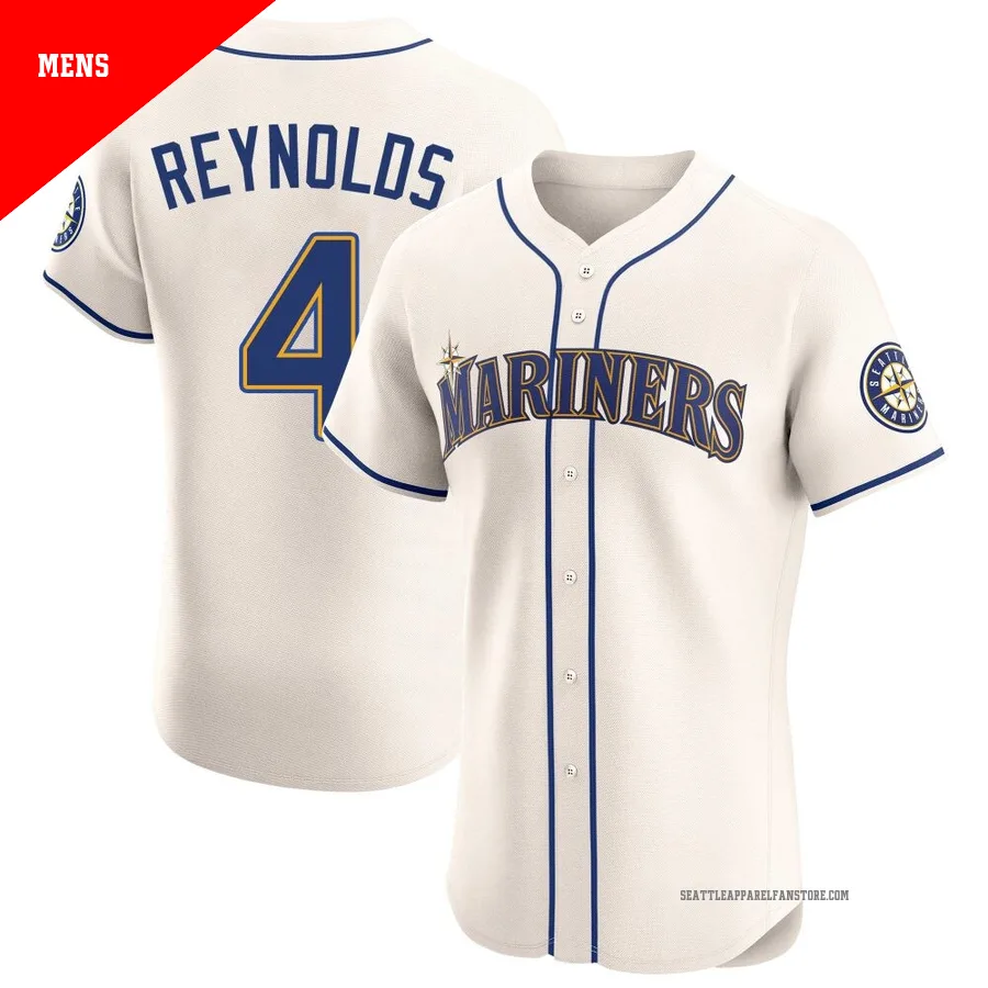 Men's Seattle Mariners ＃4 Harold Reynolds Cream Elite Alternate Jersey