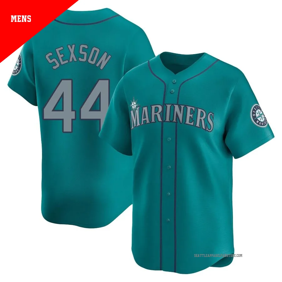 Men's Seattle Mariners ＃44 Richie Sexson Aqua Limited Alternate Jersey