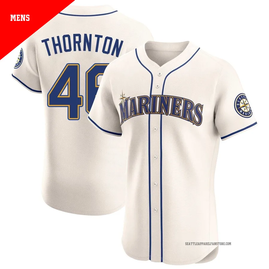 Men's Seattle Mariners ＃46 Trent Thornton Cream Elite Alternate Jersey