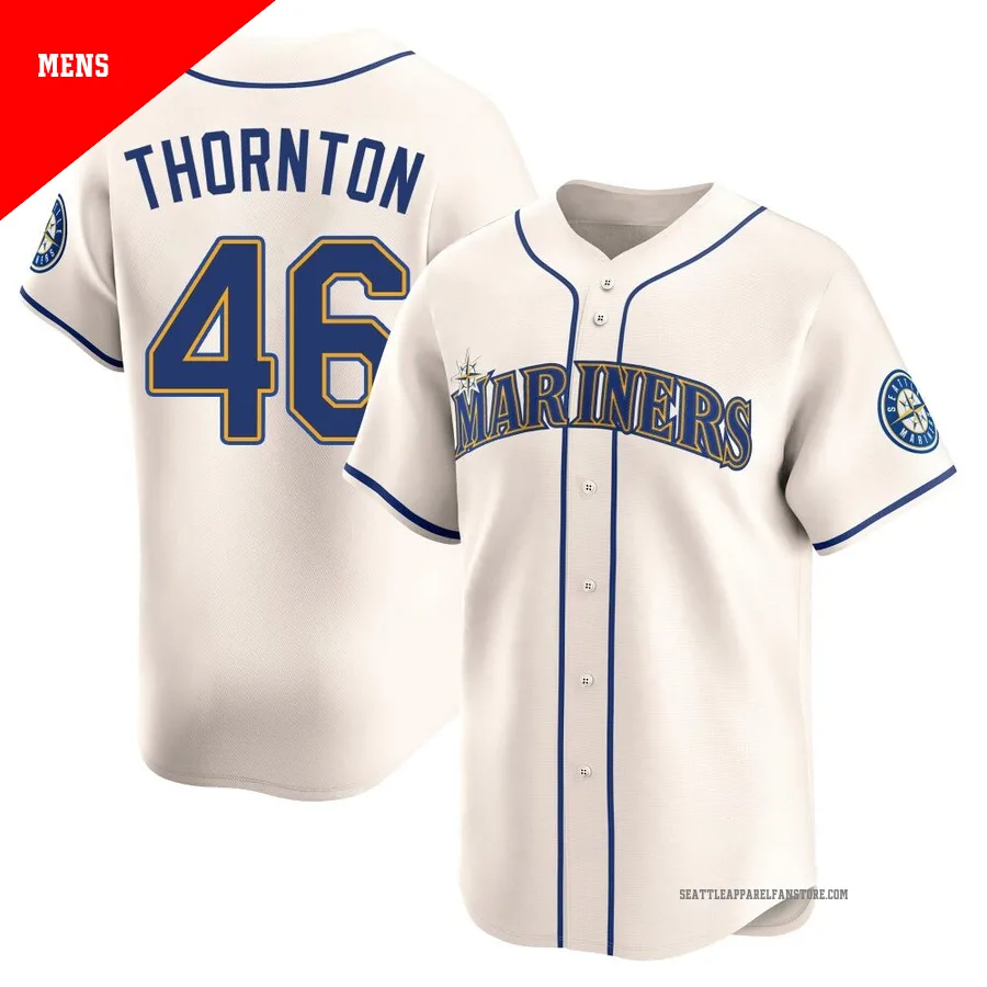 Men's Seattle Mariners ＃46 Trent Thornton Cream Limited Alternate Jersey