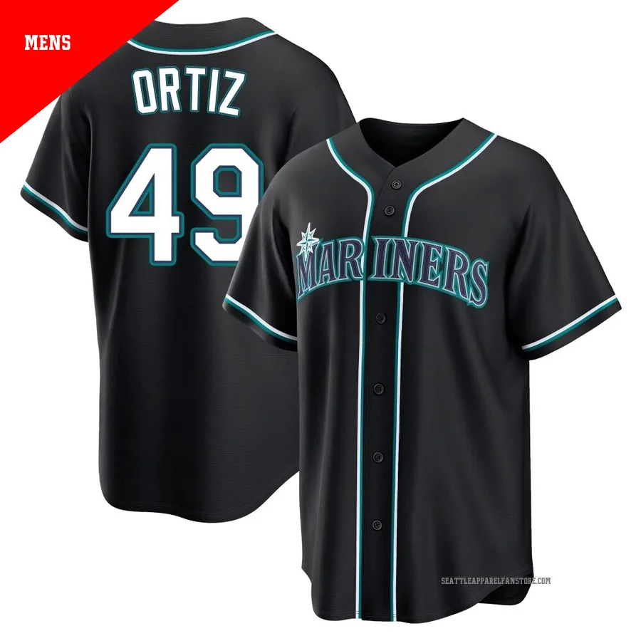 Men's Seattle Mariners ＃49 Robinson Ortiz Black Replica Fashion Out Jersey
