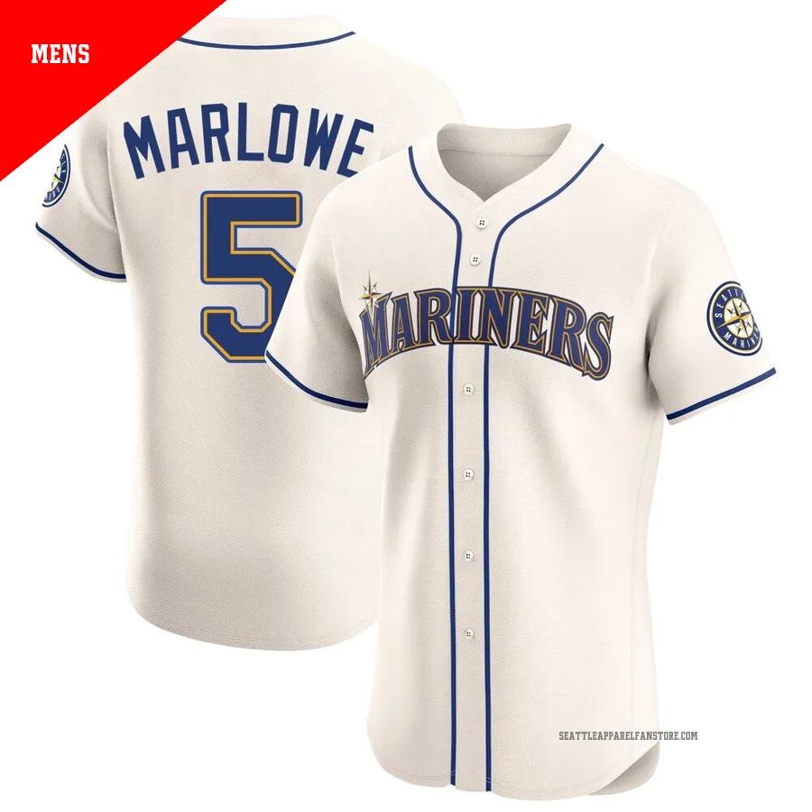 Men's Seattle Mariners ＃5 Cade Marlowe Cream Elite Alternate Jersey