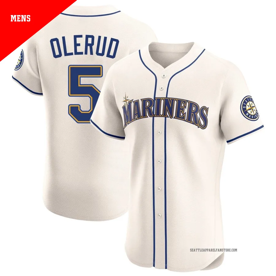 Men's Seattle Mariners ＃5 John Olerud Cream Elite Alternate Jersey