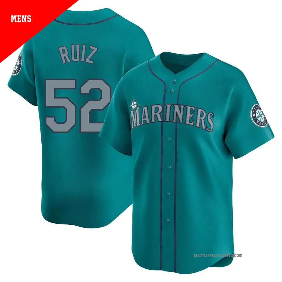 Men's Seattle Mariners ＃52 Carlos Ruiz Aqua Limited Alternate Jersey