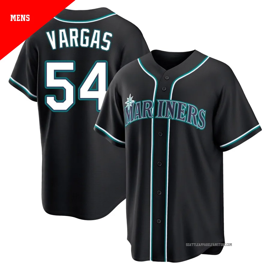 Men's Seattle Mariners ＃54 Carlos Vargas Black Replica Fashion Out Jersey