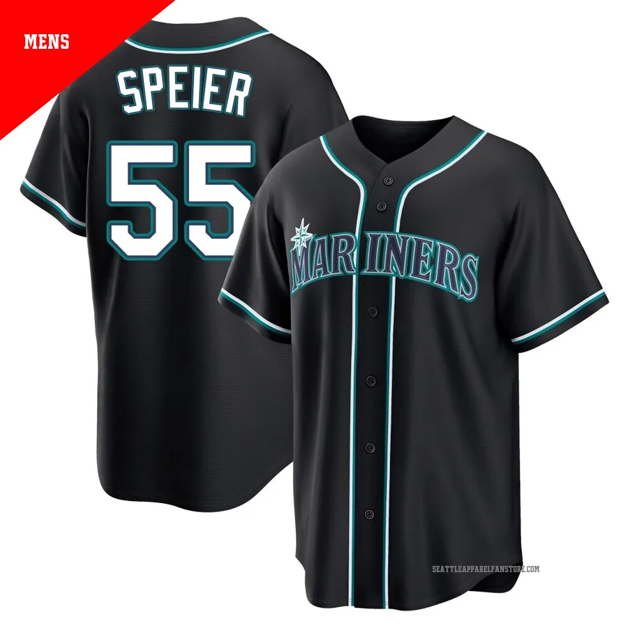 Men's Seattle Mariners ＃55 Gabe Speier Black Replica Fashion Out Jersey