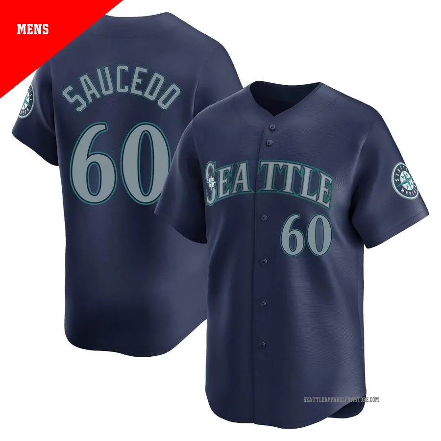 Men's Seattle Mariners ＃60 Tayler Saucedo Navy Limited Road Jersey