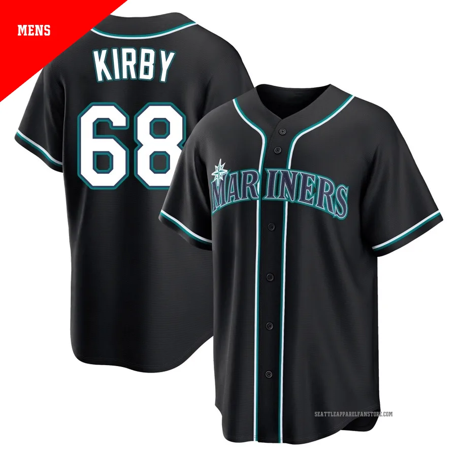 Men's Seattle Mariners ＃68 George Kirby Black Replica Fashion Out Jersey