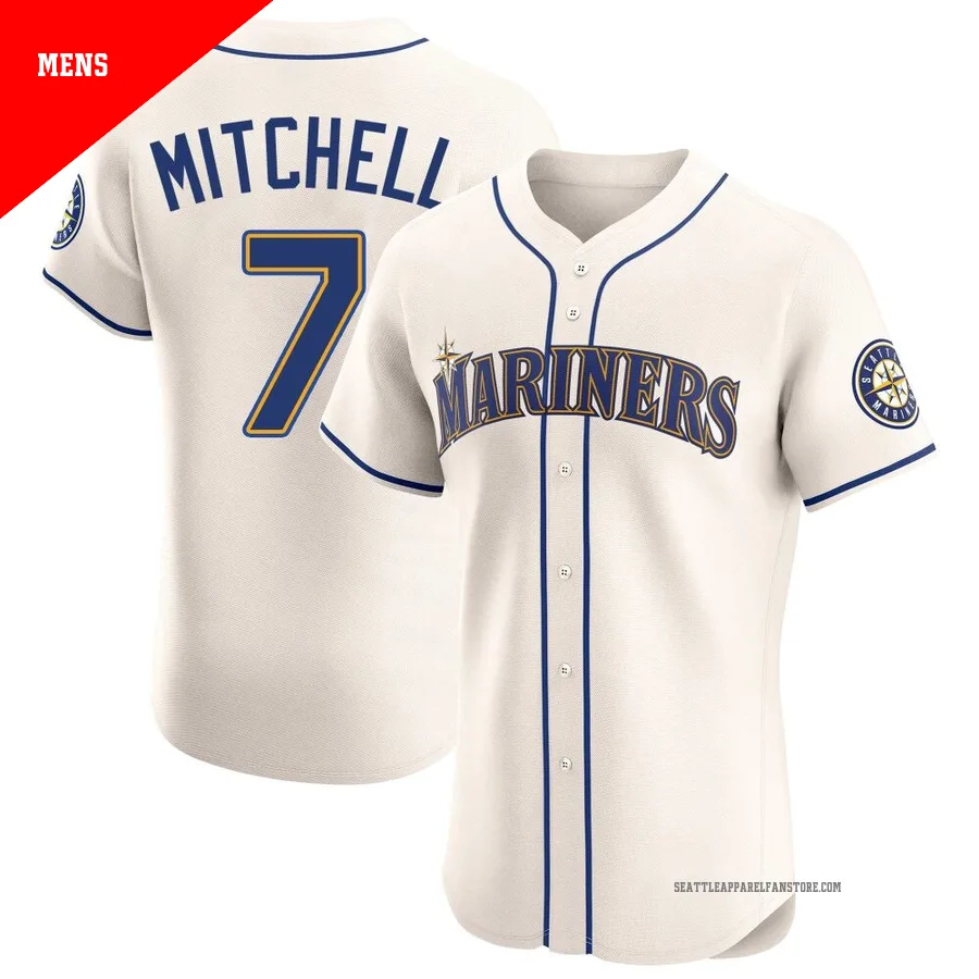 Men's Seattle Mariners ＃7 Kevin Mitchell Cream Elite Alternate Jersey