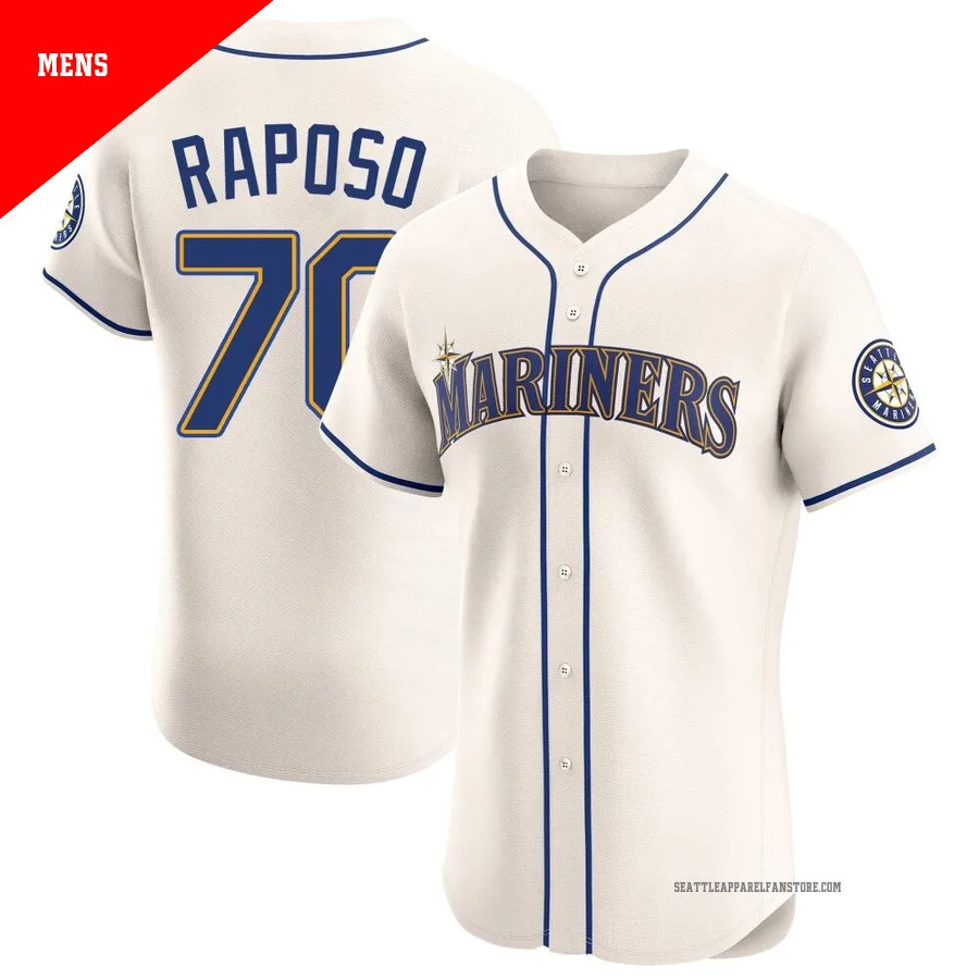 Men's Seattle Mariners ＃70 Nicholas Raposo Cream Elite Alternate Jersey