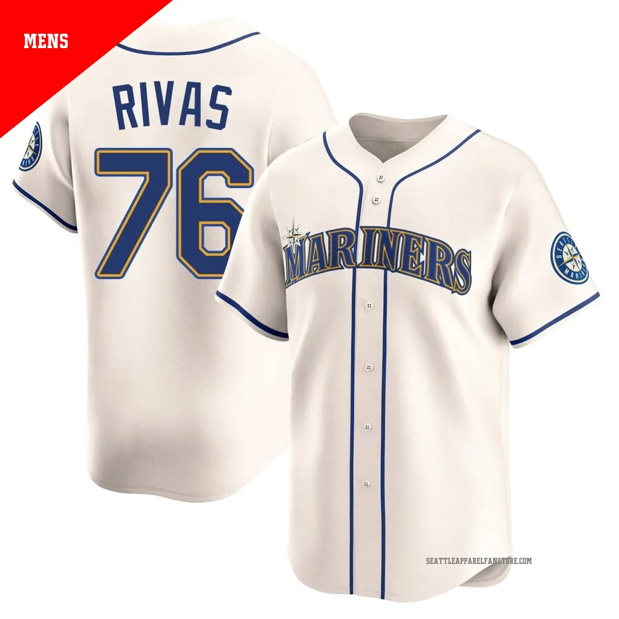 Men's Seattle Mariners ＃76 Leo Rivas Cream Limited Alternate Jersey