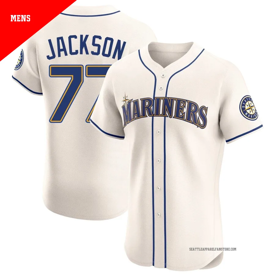 Men's Seattle Mariners ＃77 Luke Jackson Cream Elite Alternate Jersey