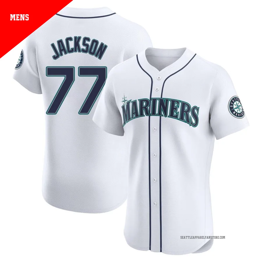 Men's Seattle Mariners ＃77 Luke Jackson White Elite Home Jersey