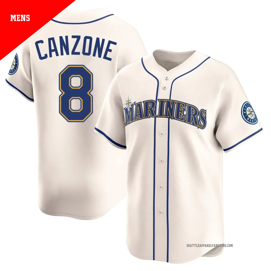 Men's Seattle Mariners ＃8 Dominic Canzone Cream Limited Alternate Jersey