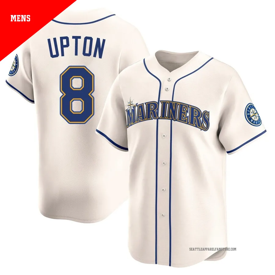 Men's Seattle Mariners ＃8 Justin Upton Cream Limited Alternate Jersey