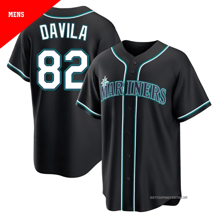 Men's Seattle Mariners ＃82 Nick Davila Black Replica Fashion Out Jersey