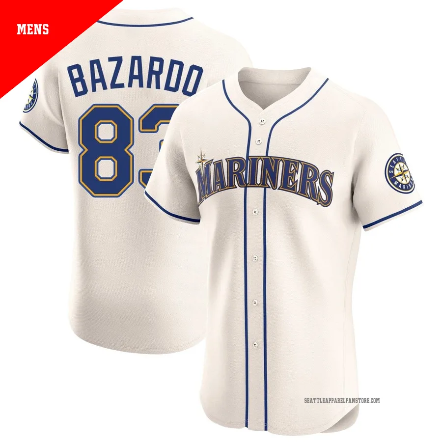 Men's Seattle Mariners ＃83 Eduard Bazardo Cream Elite Alternate Jersey
