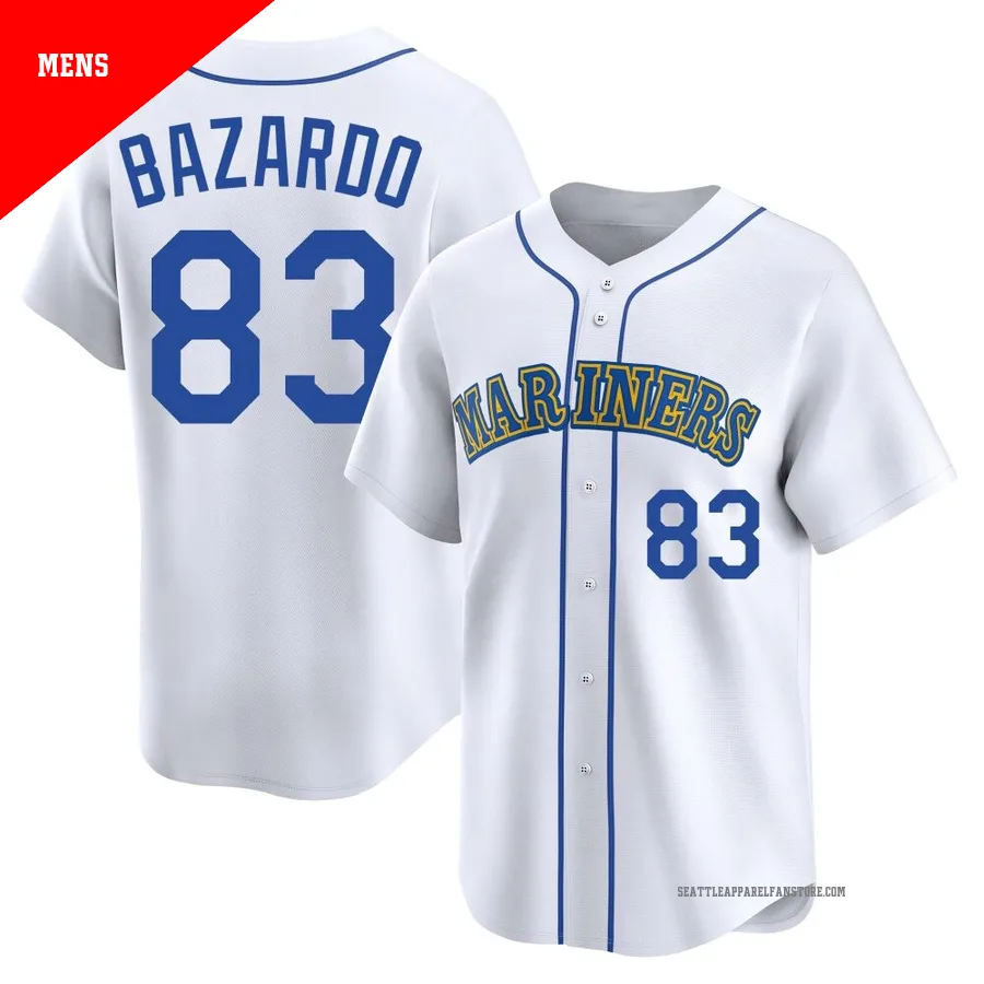 Men's Seattle Mariners ＃83 Eduard Bazardo White Limited Throwback Cooperstown Collection Jersey