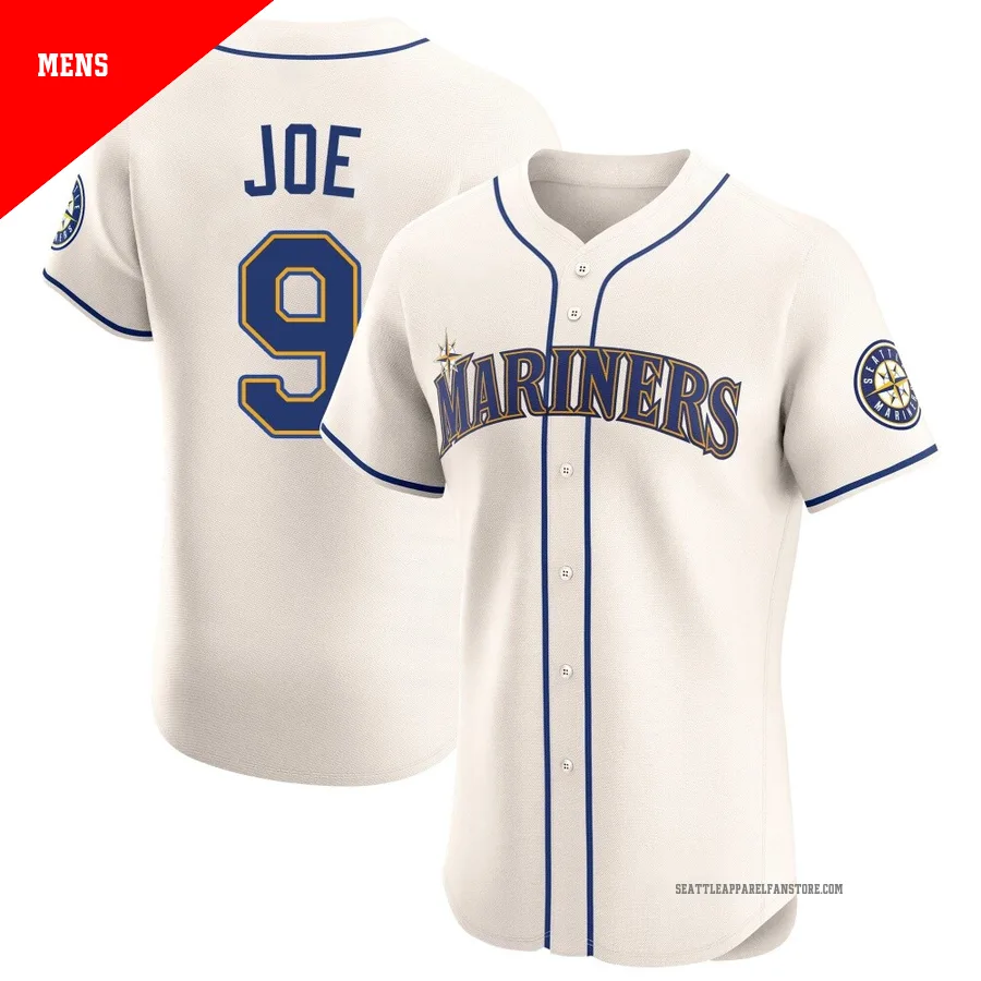 Men's Seattle Mariners ＃9 Connor Joe Cream Elite Alternate Jersey