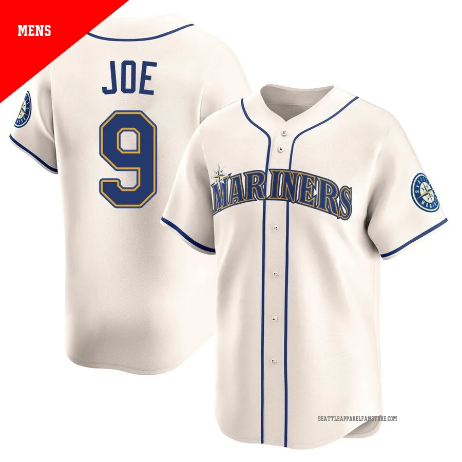 Men's Seattle Mariners ＃9 Connor Joe Cream Limited Alternate Jersey