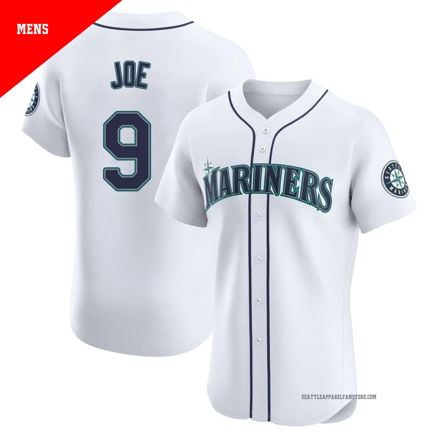 Men's Seattle Mariners ＃9 Connor Joe White Elite Home Jersey