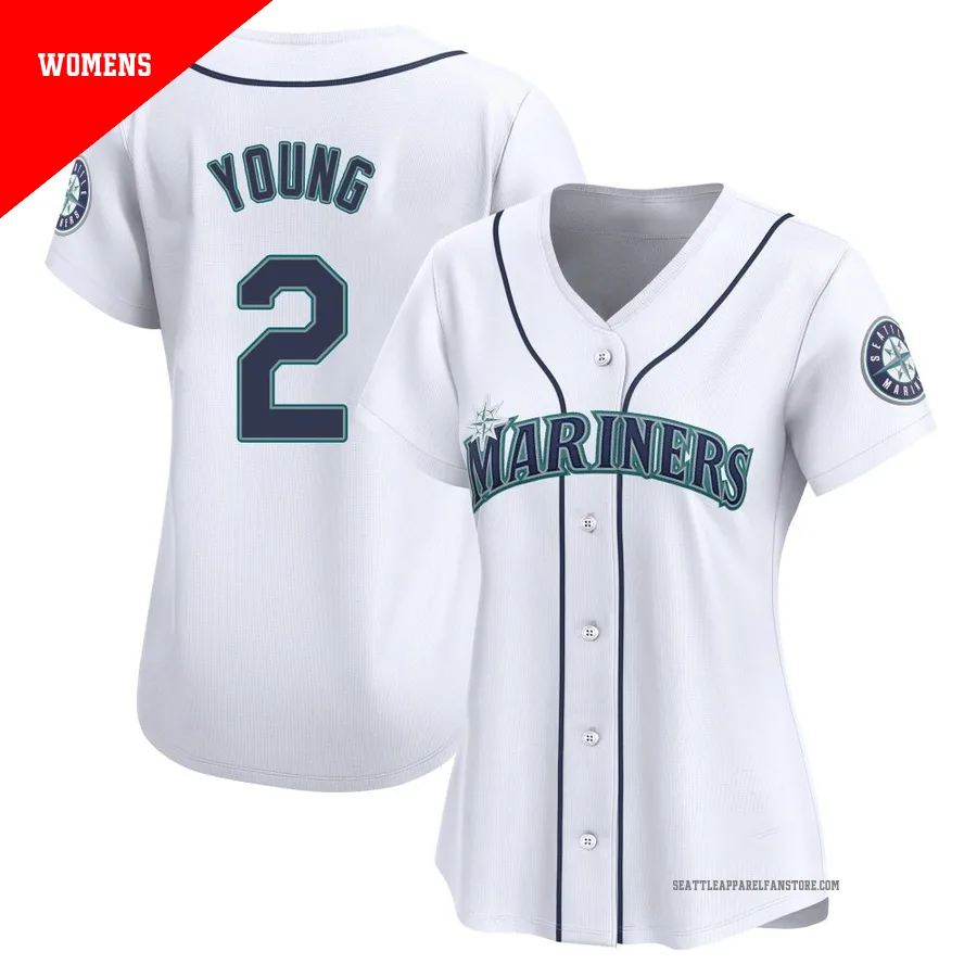 Women's Seattle Mariners ＃2 Cole Young White Limited Home Jersey
