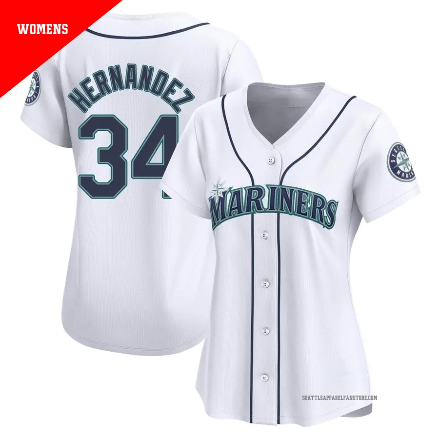 Women's Seattle Mariners ＃34 Felix Hernandez White Limited Home Jersey
