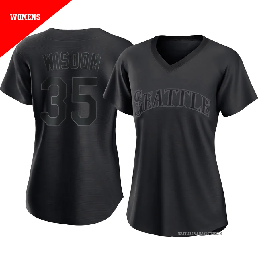 Women's Seattle Mariners ＃35 Patrick Wisdom Black Replica Pitch Fashion Jersey