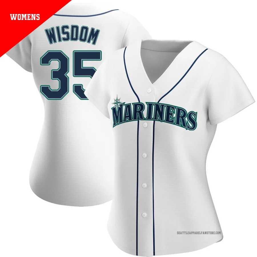 Women's Seattle Mariners ＃35 Patrick Wisdom White Replica Home Jersey