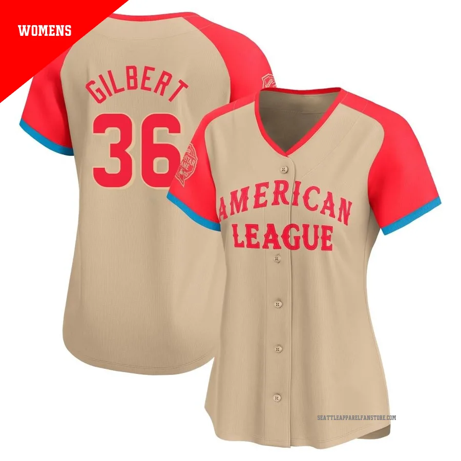 Women's Seattle Mariners ＃36 Logan Gilbert Cream Limited American League 2024 All-Star Game Jersey